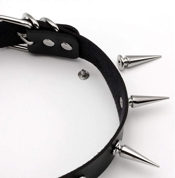 Eigso Vintage Punk Goth Studded Rivet Pu Leather Collar Choker Necklace with Spikes Adjustable