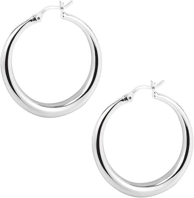Silver Oval Hoop Earrings Hypoallergenic 14K Gold Plated Sterling Silver Lightweight Oval Hoop Earrings for Women Gilrs