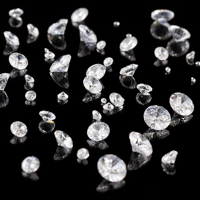 Fashewelry 50Pcs Tiny Cubic Zirconia Faceted Rhinestone Cabochons 1mm 2mm 3mm 4mm 5mm Clear Pointed Back Crystal Diamante Gems for Nail Art Craft Replacing Jewelry