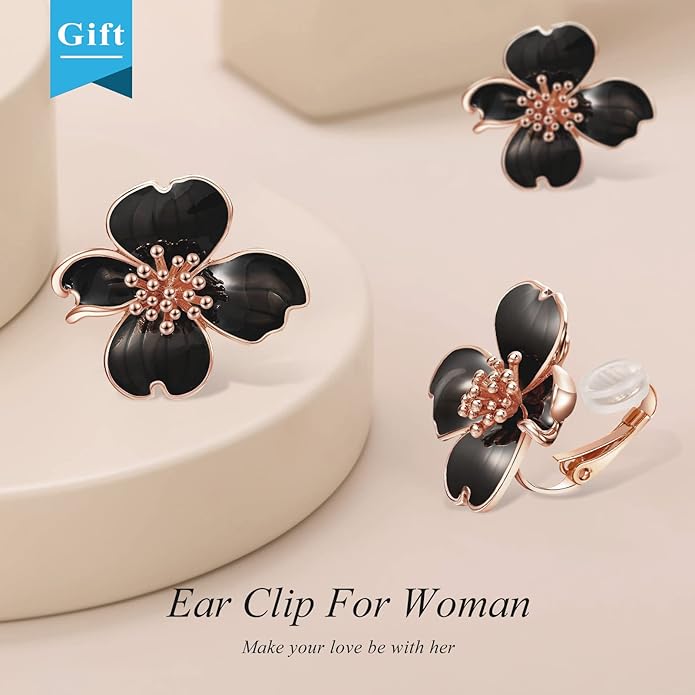 Clip on Earrings Women, 14K Gold Plated Earrings for Sensitive Ears, Fashion Women's Earrings Jewelry Birthday Gift for Wife Grandma Daughter Girls on Christmas Thanksgiving