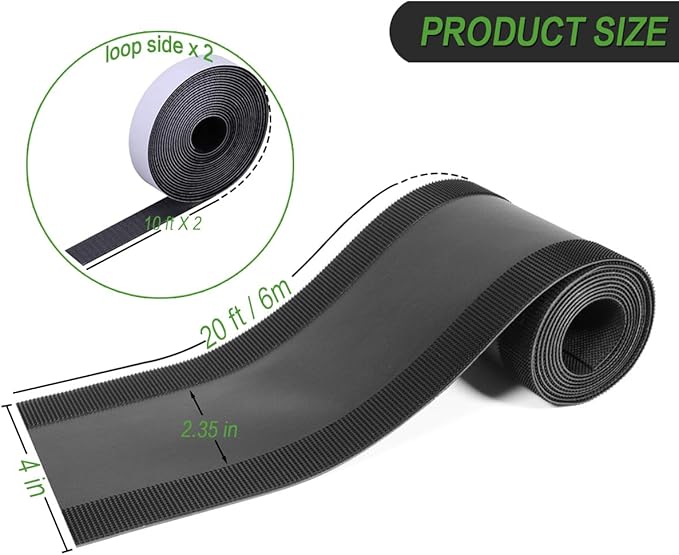 Floor Cable Covers - 20ft Oxford Fabric Cord Protector with Adhesive Hook & Loop,Waterproof Wire Storage Sleeve for Any Floor Surface,Durable Cable Management to Prevent Tripping Hazards (Black, 20ft)