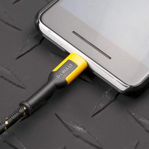 DEWALT Heavy Duty USB to Micro-USB Cable, Jobsite Micro USB Connector Cable, High Speed Charging Cord for Compatible Android Phones, Cameras, Legacy Devices, 6 ft (Black)