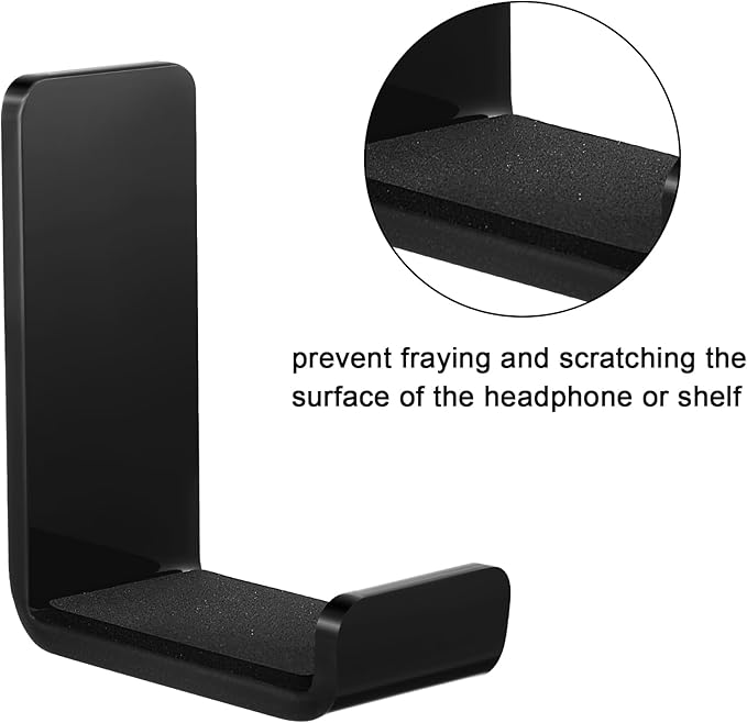 Weewooday 32 Pcs Headphone Hanger Headphone Holder Wall Hook Desk Bulk Adhesive Headset Wall Mount Stand General Purpose (Black)