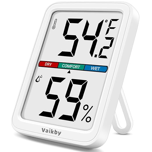 Vaikby Precision Hygrometer - Indoor Humidity Meter and Room Thermometer with Temperature Gauge, Digital Monitor for Home Comfort, Wall-Mounted or Tabletop, Energy-Efficient Sensor for Nursery & House