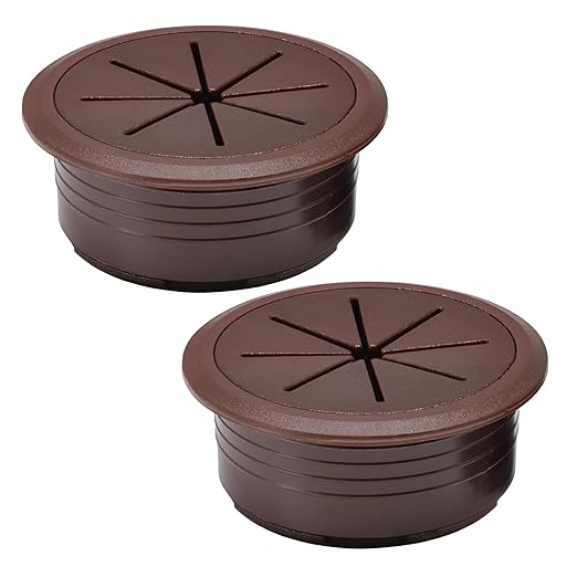 2 Pcs Desk Grommet 2-1/16" / 53 mm, Desk Hole Cover for Cables Coffee, Cable Grommet ABS Plastic, Desk Hole Grommet for Home & Office Pc, Detachable Cable Cord Organizer