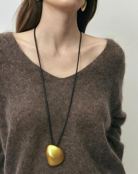 Large Pendant Necklace for Women, Long Pendant Necklace, Boho Necklace, Gold Pendant, Adjustable length, Jewelry Gift for Women