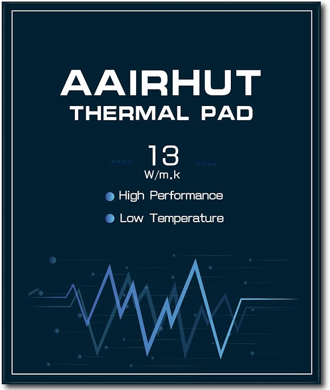 Aairhut Thermal Pad 13W/mK [0.5~3mm], 120x120x0.5mm Silicone Cooling Pad Non Conductive Heat Resistance Extreme Odyssey Cover with Dual Self-Adhesive Films for PC Laptop PS4/PS5/CPU/GPU/Computer