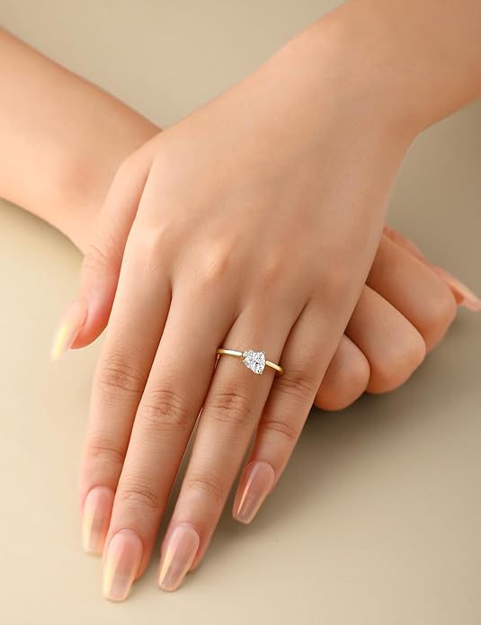 Elspeth 925 Sterling Silver Heart Engagement Ring for Women Heart Cut Cubic Zirconia Promise Ring Size 4-10