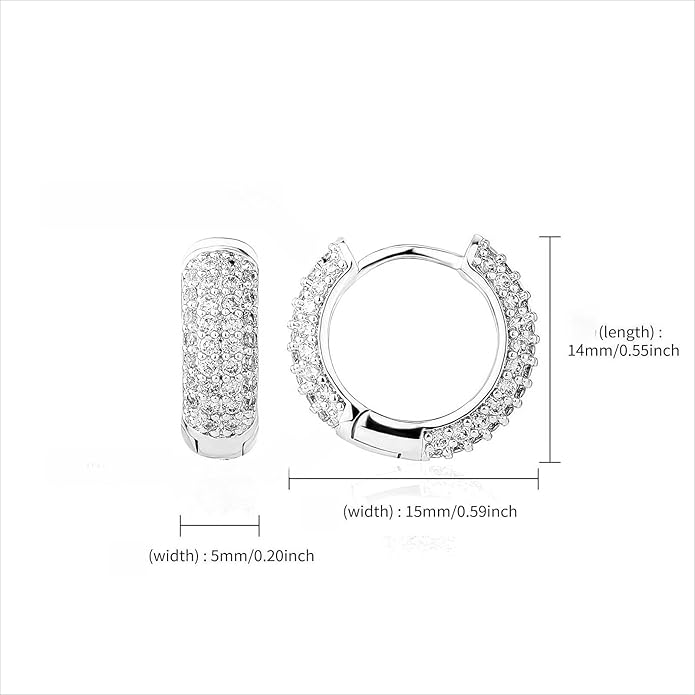 Solid Gold over S925 Sterling Silver 4-Row Moissanite Cuff Earrings, Seamless Huggie Design, Trendy Gift for Fashion-Forward Friends