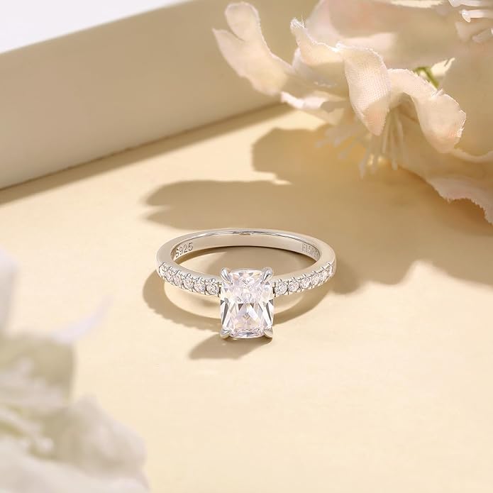 Elspeth 925 Sterling Silver Engagement Ring for Women Oval/Radiant/Pear/Princess/RoundCut Cubic Zirconia Promise Ring Size 4-10