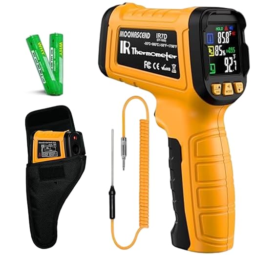 Infrared Thermometer Temperature Gun -58°F to 1796°F, 50:1 Dual-Mode Temp Guns with K-Type Thermocouple for Internal Readings, HVAC Contactless Lazer IR Thermometers for Home & Industry