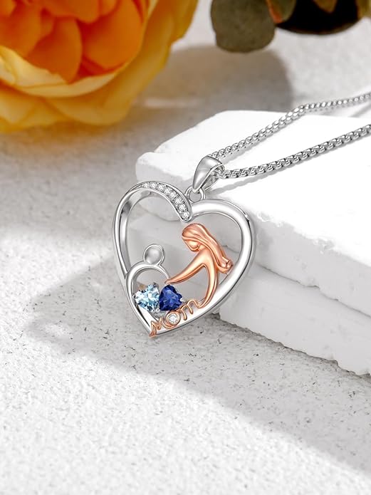 Valentines Day Gift for Mom Mother Daughter Necklace Birthstone Necklaces for Women Anniversary Jewelry Valentine Mothers Day Christmas Birthday Gifts for Mom Women Her Wife Girlfriend