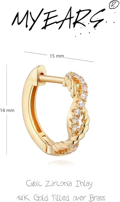 MYEARS Women Earrings Gold Huggie Hoop Ear Stud Cuff 14K Small Simple Hypoallergenic Everyday Jewelry