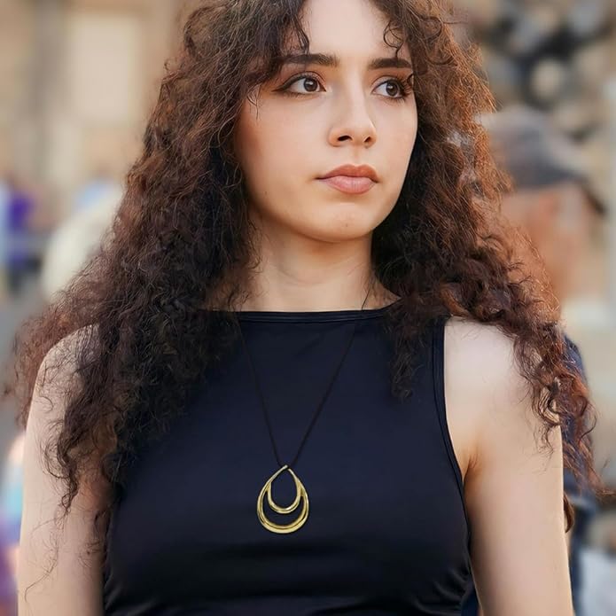 Madison Tyler Gold Plated Jewelry Set for Women | Silver Teardrop Pendant Necklace Trendy | Long Necklace with Snake Chain | Fashion Dangle Earring Set