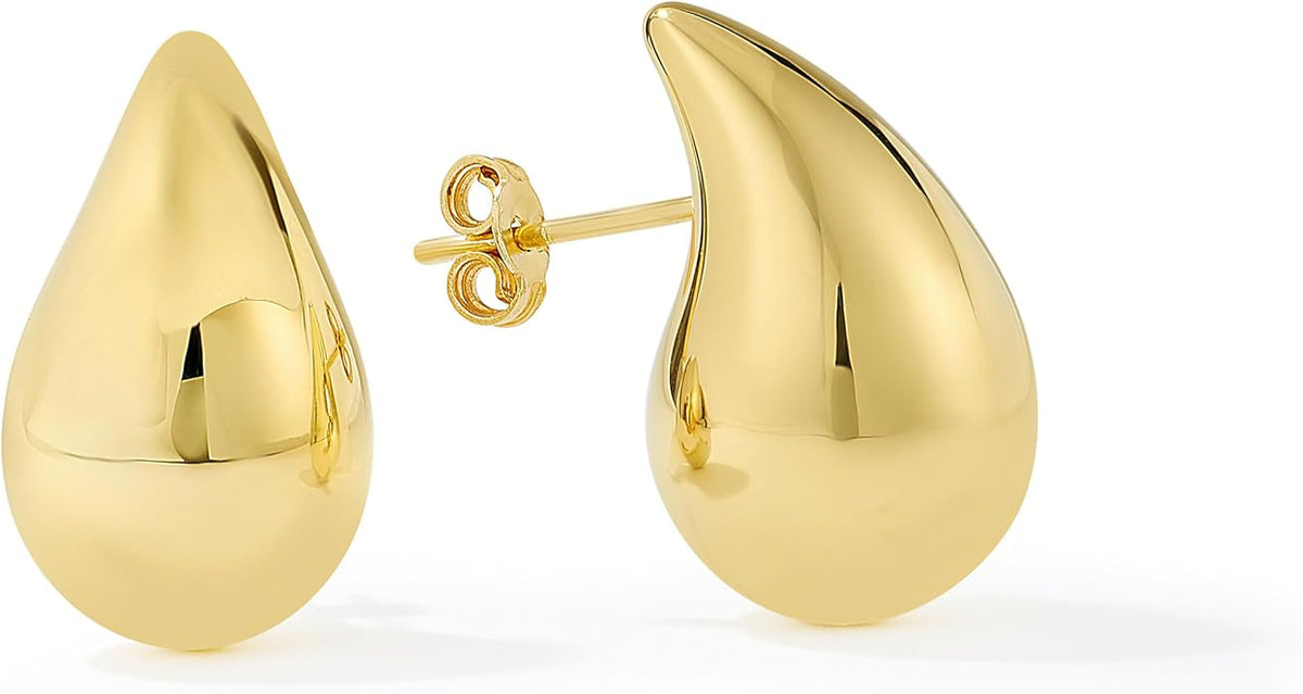 Women's Large Teardrop Earrings, High-Polish, in 10K Yellow Gold