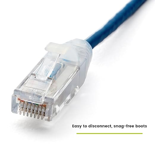 TRUECABLE Cat6 Component Rated Patch Cable, Unshielded (U/UTP), 2ft, Blue, 28AWG Solid Copper, Snagless 10G High-Speed Ethernet Cable, PoE++ 4PPoE 100W, UL Listed, RoHS-3, 5 Pack