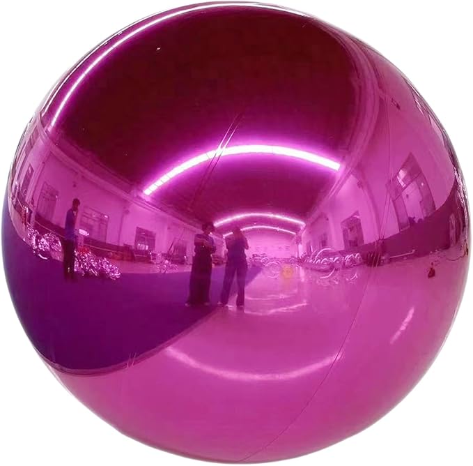 Inflatable Mirror Ball,Silver & Gold & Iridescent Giant Mirror Balloon,Big Shinny Balls,Reusable PVC Hanging Disco Sphere For Party & Wedding & Event Decoration (Pink, 60in 4.9ft 1.5m)