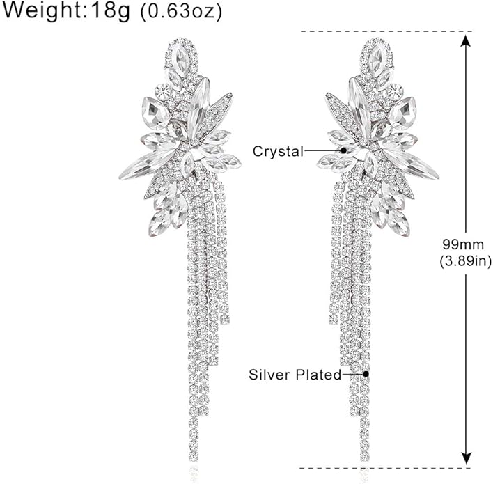 mecresh Marquise Crystal Bridal Chandelier Dangle Drop Earrings Ladies Gifts in Silver/Gold Tone