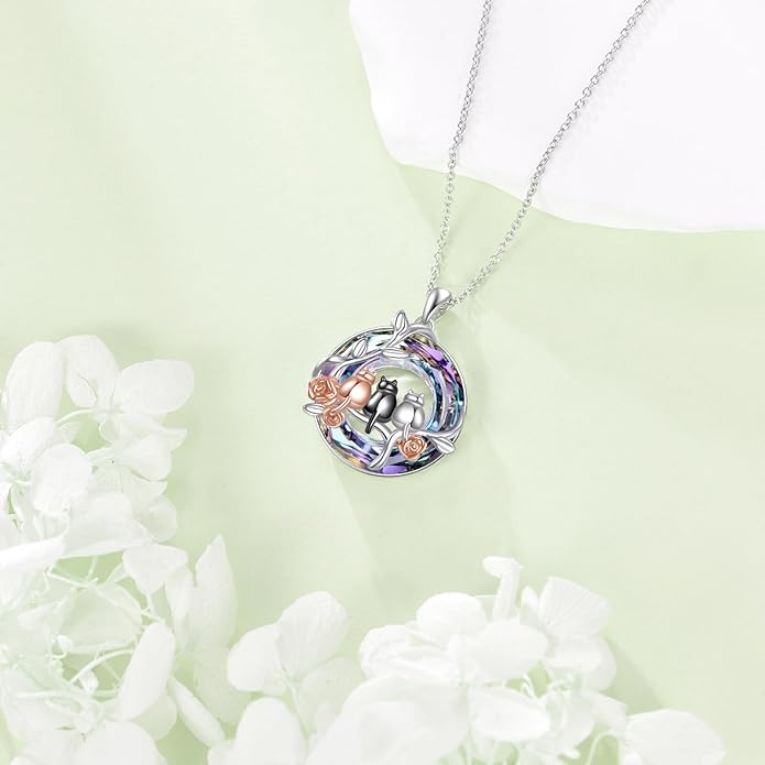 YFN 925 Sterling Silver Hummingbird/Cardinal/Cat Necklace for Women Animal Pendant with Adjustable 18"+2" Chain Jewelry Gift for Christmas, Valentine's Day, Mother's Day, Birthday-Gift Box Included