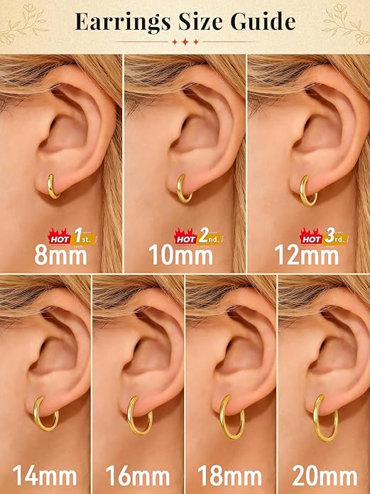 FaithHeart Sterling Silver Hoop Earrings for Women, Hypoallergenic Huggie Hoop Earrings Lightweight Small Cartilage Earrings Hoop Earring Dainty Everyday Earrings 6/8/10/12/14/15/16/18/20mm