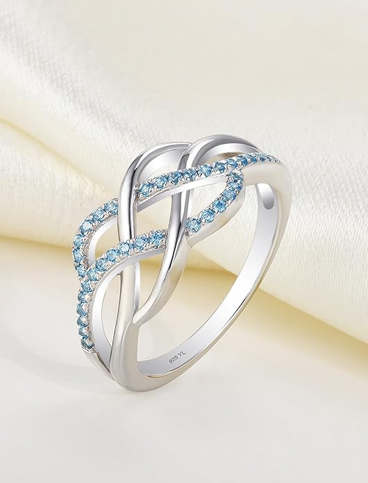 YL Celtic Knot Rings 925 Sterling Silver Twisted Knot Ring Birthstone Infinity Statement Jewelry for Women-size5