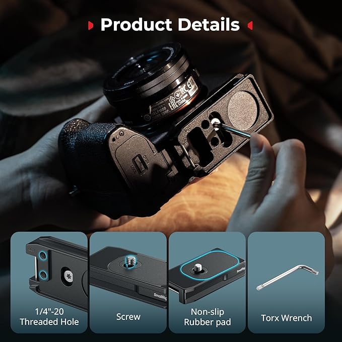 SmallRig Universal Mount Plate for AirTag, for SmartTag2, Quick Release Camera Mount Baseplate for Arca-Type, Built-in EVA Pad, 1/4"-20 Screws for Sony, for Canon, for Nikon - MD5422