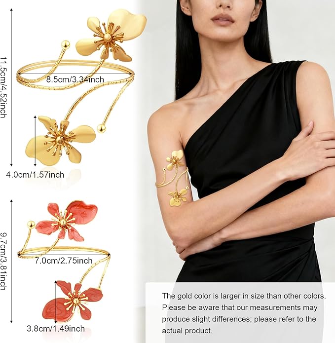 KOLODOGO Arm Cuff Jewelry for Women Upper ArmBand Cuff Bracelet Adjustable Flower Cuff Jewelry Gift for Women