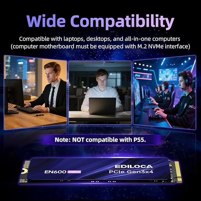 EN600 PRO SSD 512GB PCIe 3.0 Gen 3x4, NVMe M.2 2280, Up to 3200MB/s, Internal Solid State Drive, SLC Cache 3D NAND TLC, Graphene Cooling Sticker, Storage for PC, Desktop and Laptops