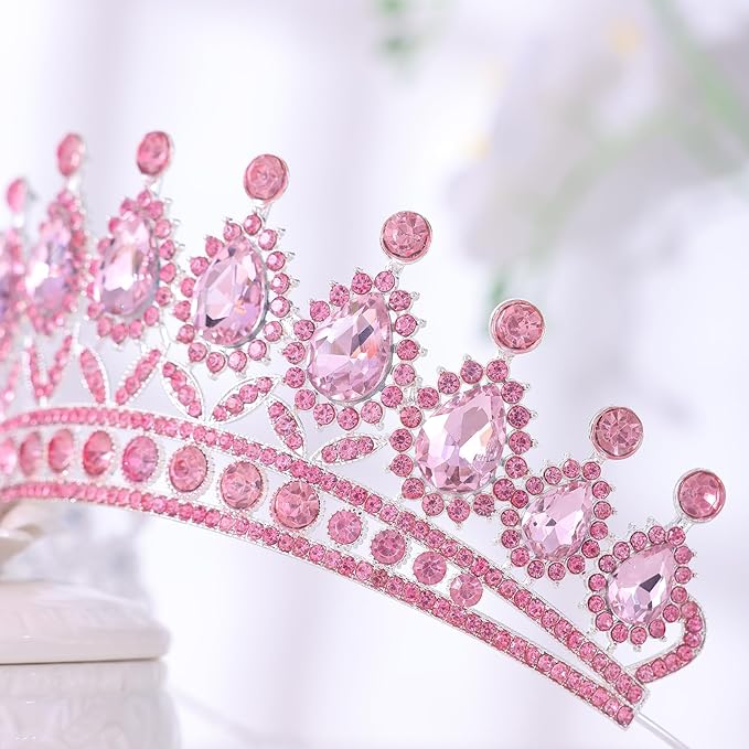 FORSEVEN Crystal Tiaras and Crowns for Women - Wedding and Birthday Party Princess Crown Hair Accessories - Bride Rhinestone Headband Halloween Decorations Hairband
