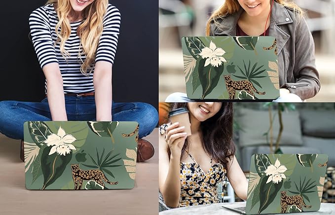 CISSOOK for MacBook Air 13.6 Inch Case 2024 2025 Model A3240 A3113 A2681, Panther Leopard Midnight Green Cover with Keyboard Cover for MacBook Air 13.6 M2 M3 M4 - Leopard