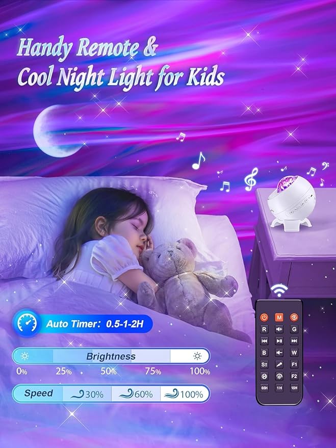 Galaxy Projector Northern Lights Projector,180 Lighting 5 Moons Star Projector Galaxy Light,15 White Noise & Bluetooth Aurora Light Projector,Remote Star Lights for Ceiling Projector for Kids Gifts