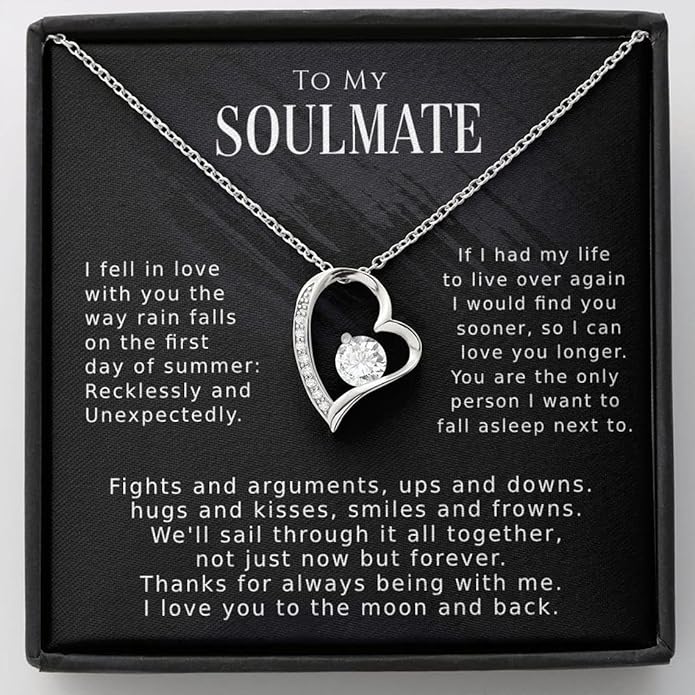 To My Beautiful Soulmate Necklace For Women, Necklace For Wife From Husband, Girlfriend Necklace From Boyfriend, Wife Birthday Gifts From Husband, Gifts Boxes For Women, Soulmate Necklace For Her