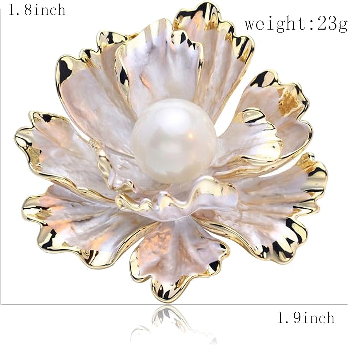 Crystal Pearl Flower Brooches Pins Fashion Beautiful Created Rhinestone Floral Brooch Good Idea for Party Dance Wedding Banquet for Elegant Women Girl