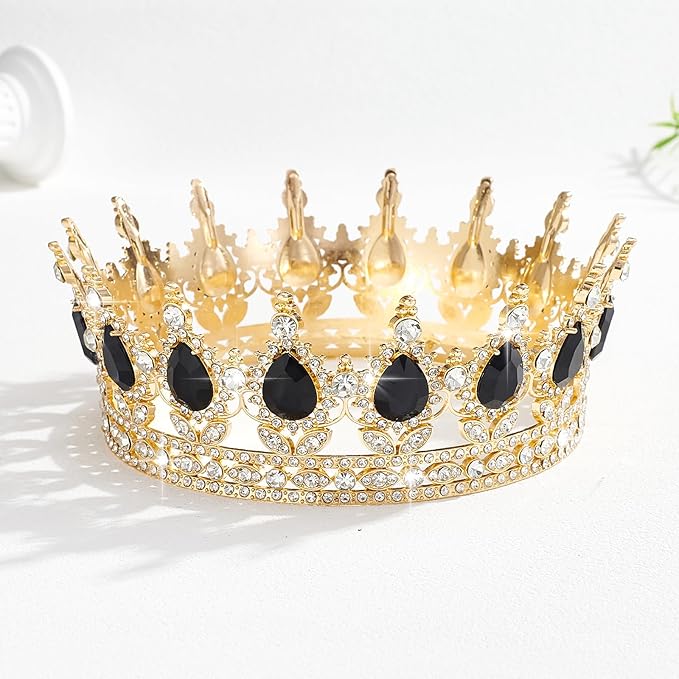 Queen Crown Rhinestone Wedding Crowns and Tiaras for Women Costume Party Hair Accessories Princess Birthday Crown Crystal Bridal Crown (Golden&black Crown)