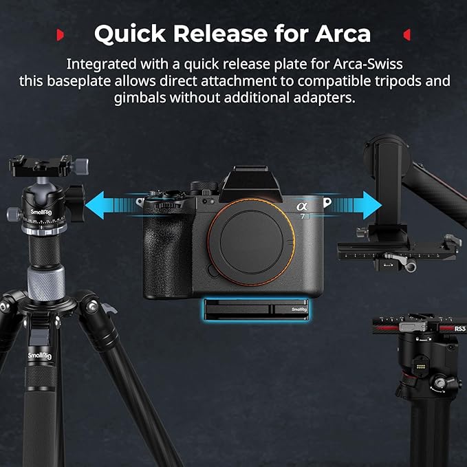 SmallRig Universal Mount Plate for AirTag, for SmartTag2, Quick Release Camera Mount Baseplate for Arca-Type, Built-in EVA Pad, 1/4"-20 Screws for Sony, for Canon, for Nikon - MD5422