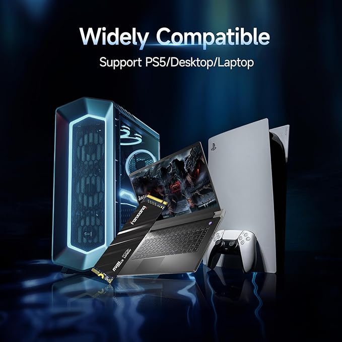 4TB SSD NVMe PCIe Gen4 M.2 SSD for PS5, Up to 5000 MB/s, Internal Gaming SSD for PS5, 3D NAND SLC Cache Solid State Drive Upgrade Storage for PC/Laptops S690Q