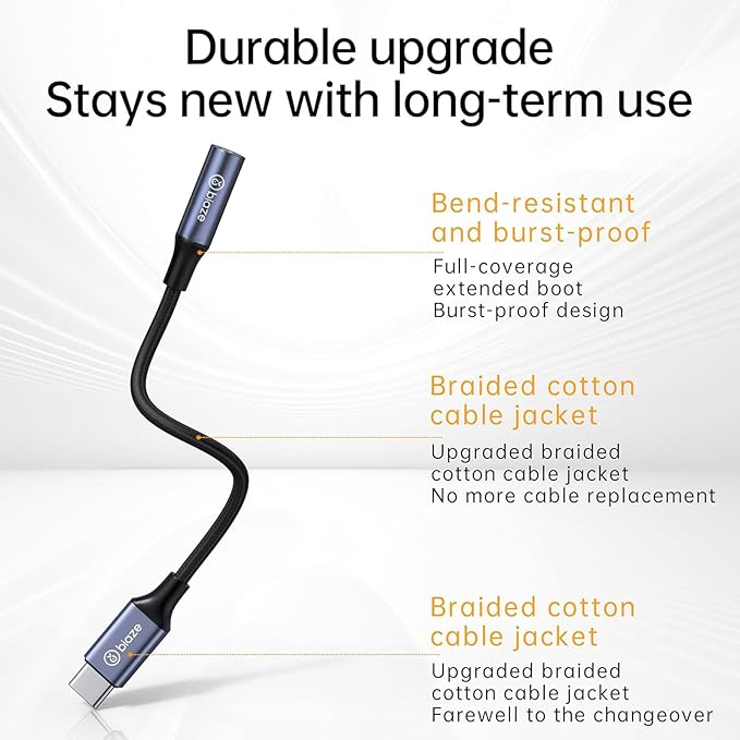 USB C to 3.5mm Headphone Jack Adapter, USB C to Aux Audio Dongle Adapter Compatible with Samsung Galaxy S10/S20/S21, Pixel 4/+ 4XL, and More Type C Devices