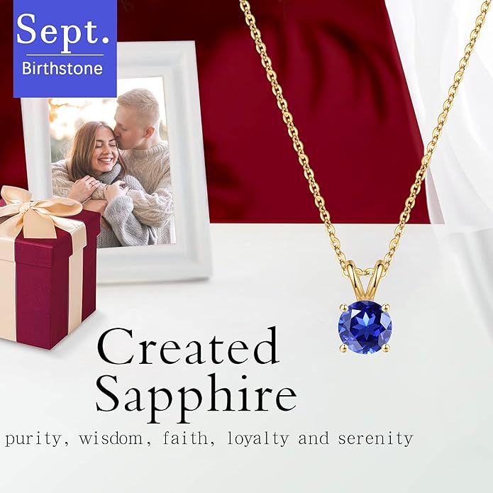 SMILEST Birthstone Necklace for Women Mom Wife, 1ct Sparkle Round Cut Birthstone Pendant 925 Sterling Silver Necklace Gifts for Women Mom Wife Friend