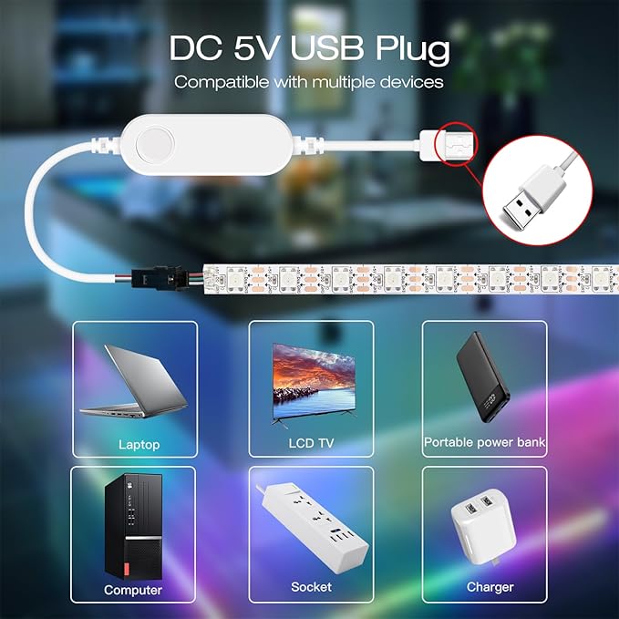 GLEDOPTO WLED ESP32 Mini LED Strip Controller RGB IC Digital with Mic Music Sound Mode DC5V USB Dynamic WS2811 WS2812 WS2812b WS2814 WS2815 SK6812 Addressable LED Strip