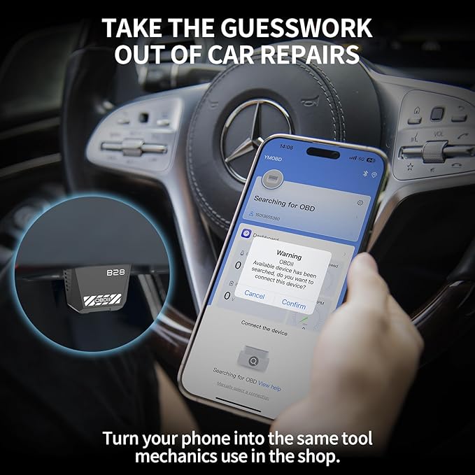OBD2 Scanner for Car Bluetooth 5.4 - Codes can be Read and Cleared Quickly with Android and iOS Compatible - Diagnosis of The vehicle's Engine, ABS, SRS, airbags and More Than 35,000 Problems