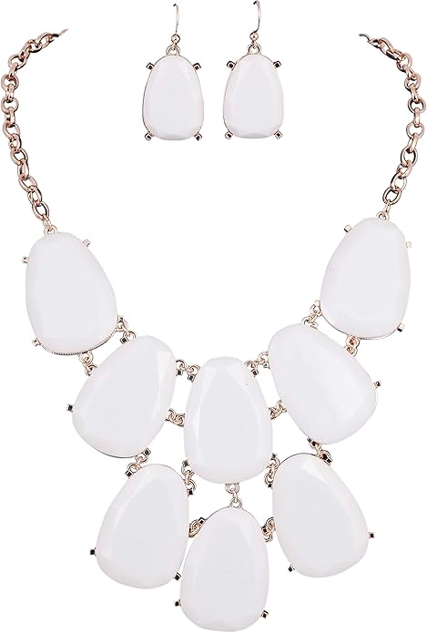 Firstmeet Chunky Bubble Statement Collar Necklace with Earrings for Women