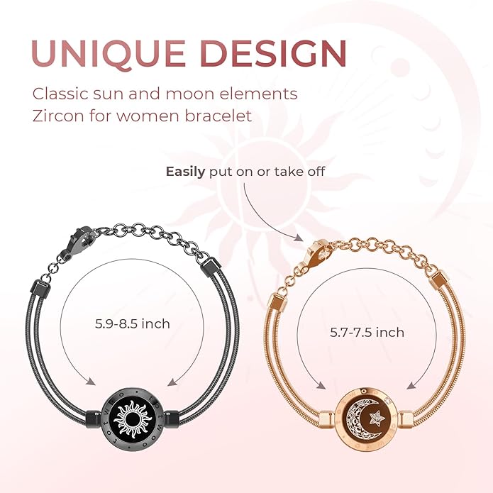 TOTWOO Long Distance Touch Bracelets for Couples, Smart Light & Vibration Love Jewelry, Long Distance Valentines Day Gifts for Him Her Women Men, One-to-One Bluetooth Pairing via App