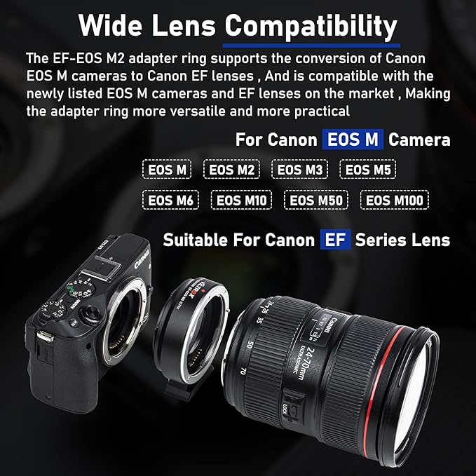 VILTROX EF-M2 Pro Lens Adapter 0.71x Auto Focus EF Lens to M4/3 Mount Adapter Compatible with Canon EF Lens to M4/3 Mount Camera GH4 GH5 GF8 GF9 GX8 GX85 G6 G7 E-M5 E-M10 E-PL7 E-PL8 E-P5 Pen-F