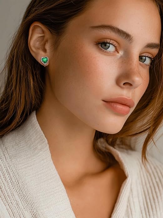 FindChic Sparkling Birthstone Clip On Earrings for Women, Silver Plated Stud Earrings 8MM Cubic Zirconia Non Pierced Studs, 12 Months Birthday Jewelry Gift
