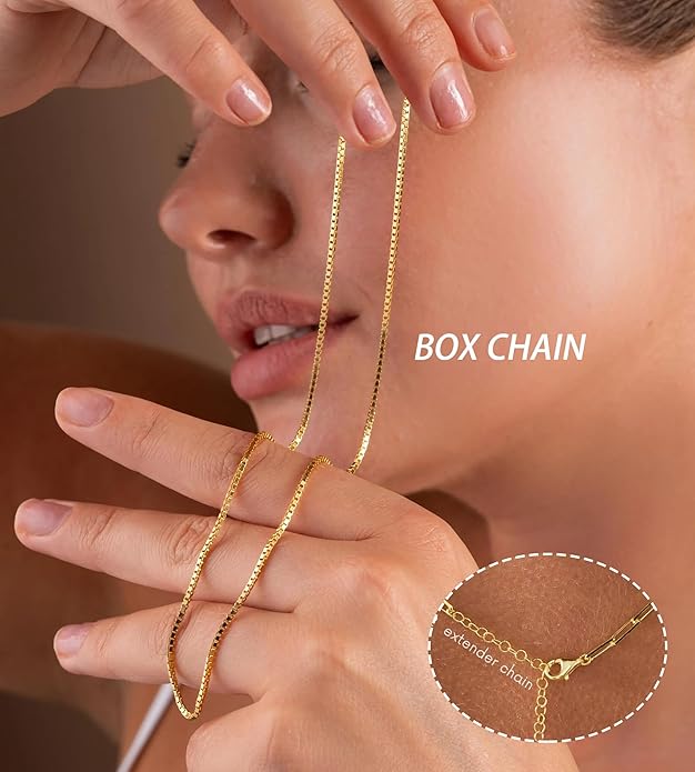 YEEZII Layered Gold Necklaces for Women Trendy, 3 Pcs 14K Gold Plated Choker Paperclip Box Chain Necklace, Stackable Women's Gold Pendant Necklaces Jewelry Set