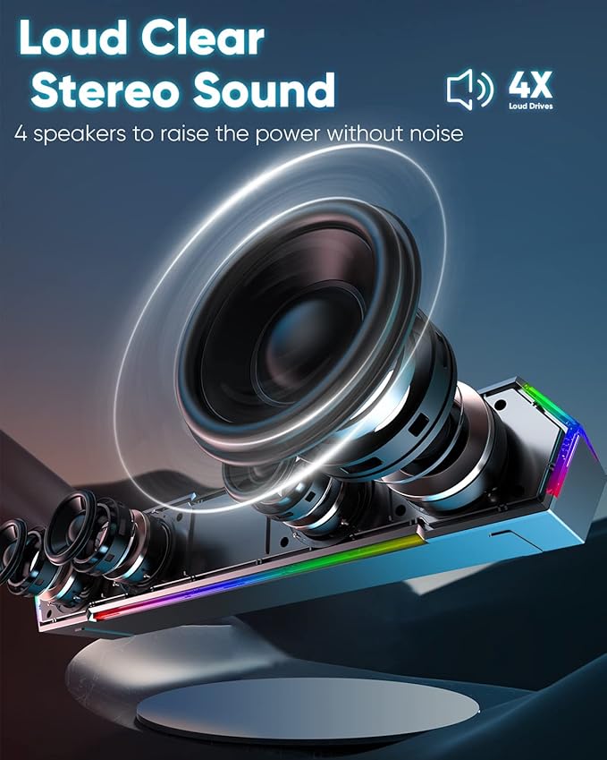 LENRUE G11 Computer Speakers for Desktop, Touch Lights PC Speakers with Surge Clear Sound, USB C/USB Powered for Computer Desktop PC Laptop Monitor
