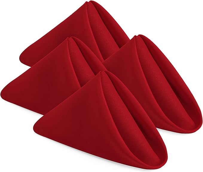 Utopia Home [24 Pack, Red] Cloth Napkins 18x18 Inches, 100% Polyester Hemmed Edges, Washable and Reusable Ideal for Parties, Weddings and Dinners