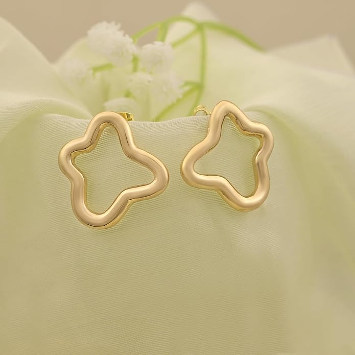 18K Gold Plated Sculptural Earrings Set for Women – Hypoallergenic, Lightweight, Modern Hoop & Drop Styles – 6 Bold Statement Designs – Christmas, Holiday, Thanksgiving Gift, Halloween