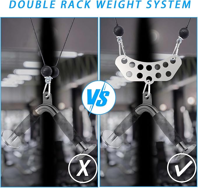Double to Single Adaptor Plate for Cable Pulley Machines Durable Solid Stainless Steel with 3 Carabiners Suitable for Dual Cable Machines LAT Pulldown, Shoulder & Biceps Exercises