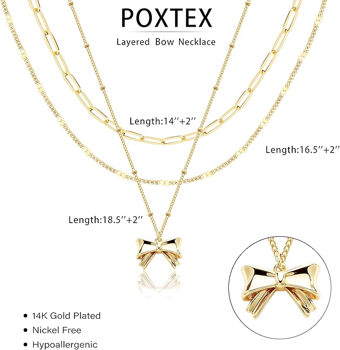 Layered Gold Necklaces for Women, Stackable Dainty 14K Gold Silver Plated Trendy Simple Heart Diamond Cross Bow Circle Pendant Paperclip Choker Dot Chain Necklace,Jewelry Set Gifts for Women
